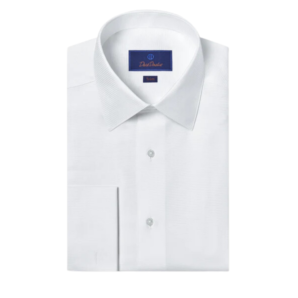 David Donahue Horizontal Rib French Cuff Formal Shirt - White – The QG